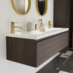 GoodHome Kentia Walnut Veneer Wall-Mounted Bathroom Cabinet (H) 300mm (W) 1200mm - thumbnail 8