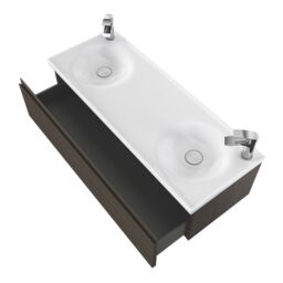 GoodHome Kentia Walnut Veneer Wall-Mounted Bathroom Cabinet (H) 300mm (W) 1200mm - thumbnail 5