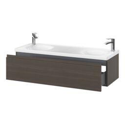 GoodHome Kentia Walnut Veneer Wall-Mounted Bathroom Cabinet (H) 300mm (W) 1200mm - thumbnail 4