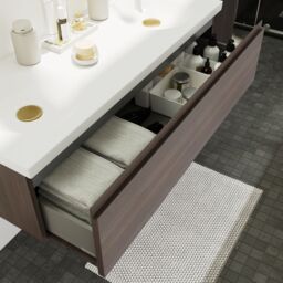 GoodHome Kentia Walnut Veneer Wall-Mounted Bathroom Cabinet (H) 300mm (W) 1200mm - thumbnail 9