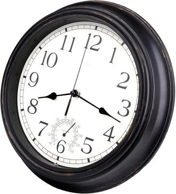 12 Inch Black Wall Clock Waterproof Retro Vintage Design Battery Operated With Slient Quartz Movement - image 1