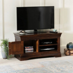 The Furniture Market French Hardwood Mahogany Stained Small Tv Unit Up To 48 Tv Size - thumbnail 3