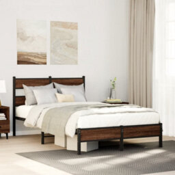 Berkfield Bed Frame Without Mattress Brown Oak 120X200 Cm Engineered Wood - thumbnail 1