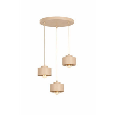 Luminosa Lighting Luminosa Simply Cluster Pendant Ceiling Light Beige 3X E27 - image 1