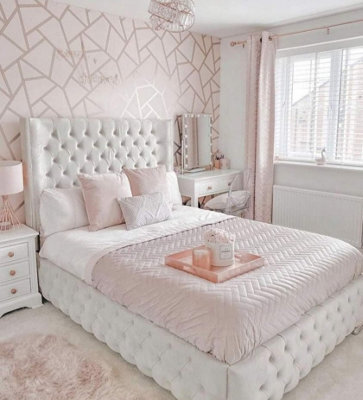 Stratus Interiors Kensington Wing Back Studded Bed Frame. - Doorstep Delivery Only No Assembly - Single - Gas Lift Ottoman Storage Type - image 1