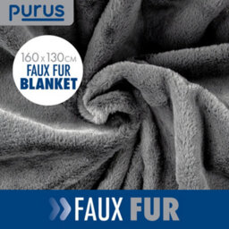 Purus Grey Heated Throw Electric Over Blanket Faux Fur Luxurious 160 X 130Cm Soft Fleece Blanket - thumbnail 3