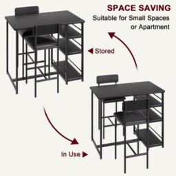 Black 3-Piece Bar Table Set, With 2 Counter Height Bar Stools - thumbnail 3