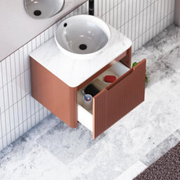 Royal Bathrooms Avenza 600mm Terracotta Clay Wall Hung Bathroom Countertop Vanity Unit 1 Drawer With Breeze Basin - thumbnail 5