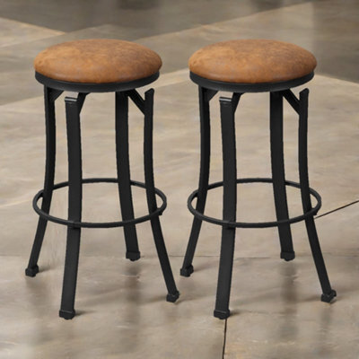 Pirlo Plush Set Of 2 Industrial Swivel Bar Stools 72.8Cm - image 1