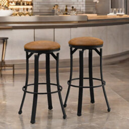 Pirlo Plush Set Of 2 Industrial Swivel Bar Stools 72.8Cm - thumbnail 6