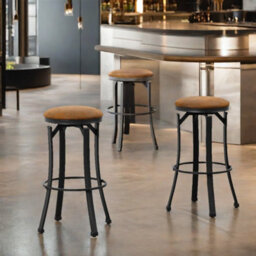 Pirlo Plush Set Of 2 Industrial Swivel Bar Stools 72.8Cm - thumbnail 5