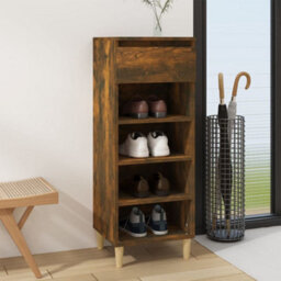Berkfield Compact Shoe Cabinet Smoked Oak 40X36X105 Cm Engineered Wood - thumbnail 2
