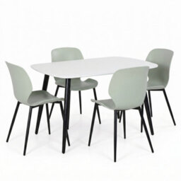 Core Products Aspen White 120Cm Rectangular Table And 4 Carnaby Sage Green Moulded Plastic Chairs - thumbnail 2