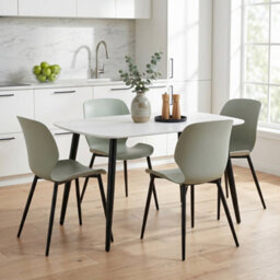 Core Products Aspen White 120Cm Rectangular Table And 4 Carnaby Sage Green Moulded Plastic Chairs - thumbnail 1