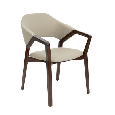 Angel Cerda Stylish Mink Leatherette Dining Chair With Armrests - image 1