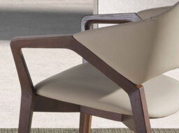 Angel Cerda Stylish Mink Leatherette Dining Chair With Armrests - thumbnail 4