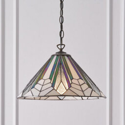 Luminosa Lighting Luminosa Astoria 1 Light Medium Ceiling Pendant Dark Bronze, Tiffany Style Glass, E27 - thumbnail 4