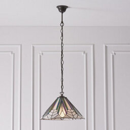 Luminosa Lighting Luminosa Astoria 1 Light Medium Ceiling Pendant Dark Bronze, Tiffany Style Glass, E27 - thumbnail 3