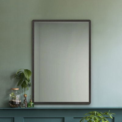 Mirroroutlet The Naturali Solid Black Oak Rounded Corner Wall Mirror 100Cm X 70Cm - image 1