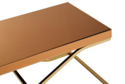 Orsina Stylish Light Brown Coffee Table For Sitting Area, Modern Rectangular Decorative Coffee Table With Glass Top - thumbnail 5