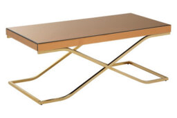 Orsina Stylish Light Brown Coffee Table For Sitting Area, Modern Rectangular Decorative Coffee Table With Glass Top - thumbnail 2