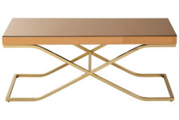 Orsina Stylish Light Brown Coffee Table For Sitting Area, Modern Rectangular Decorative Coffee Table With Glass Top - thumbnail 1
