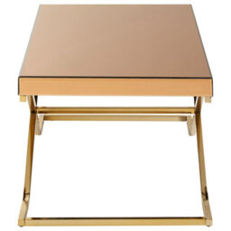 Orsina Stylish Light Brown Coffee Table For Sitting Area, Modern Rectangular Decorative Coffee Table With Glass Top - thumbnail 3