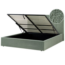 Beliani Ottoman Bed Lorient Boucle Green 160 X 200 Cm (Eu King Size) - thumbnail 1