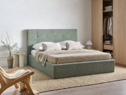 Beliani Ottoman Bed Lorient Boucle Green 160 X 200 Cm (Eu King Size) - thumbnail 2