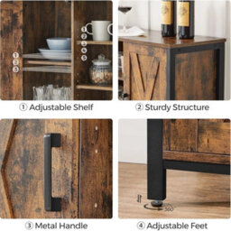 Rustic Buffet Table & Sideboard With Barn Doors - Spacious Storage Solution - thumbnail 3