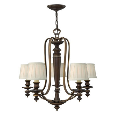 Elegant 5 Bulb Royal Bronze Chandelier With Led E14 60W Bulbs For Stunning Interior Lighting