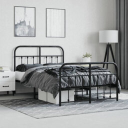 Berkfield Metal Bed Frame With Headboard And Footboard Black 120X200 Cm - thumbnail 4