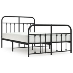 Berkfield Metal Bed Frame With Headboard And Footboard Black 120X200 Cm - thumbnail 2