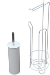 Simpa White Free Standing Toilet Brush & Toilet Roll Holder