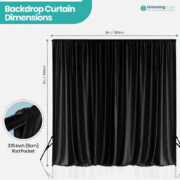 Neel Blue 3X3 Metres Ice Silk Backdrop Photography Curtains, Black - thumbnail 2