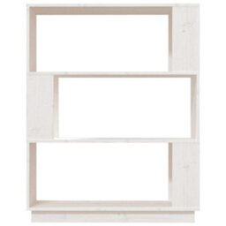 Berkfield Book Cabinet/room Divider White 80X25X101 Cm Solid Wood Pine - thumbnail 5