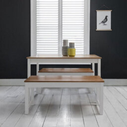 Nöa & Nani Noa & Nani Dining Table With 2 Benches Dining Set In Natural Pine & White Annika - thumbnail 1
