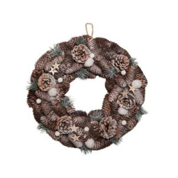 Samuel Alexander 36Cm Frosted Hanging Christmas Wreath With Pine Cones & Wooden Stars - thumbnail 9