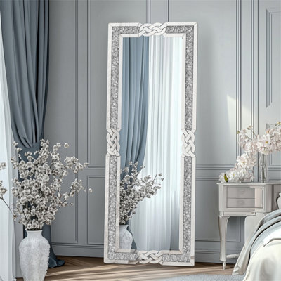 Artloge 160Cm Large Diamond Crush Crystal Full Length Mirror Glass Frameless Make Up Mirror - image 1