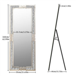 Artloge 160Cm Large Diamond Crush Crystal Full Length Mirror Glass Frameless Make Up Mirror - thumbnail 2