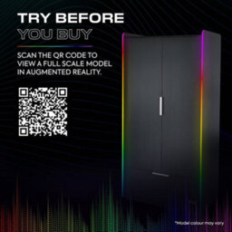 X Rocker X-Rocker Electra Rgb Double Wardrobe 2 Doors 1 Drawer Shelf App Controlled Led Lights - Black - thumbnail 8