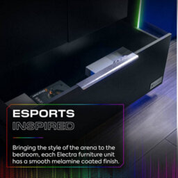 X Rocker X-Rocker Electra Rgb Double Wardrobe 2 Doors 1 Drawer Shelf App Controlled Led Lights - Black - thumbnail 5