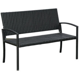 Wyld Haus Vasu Rattan 2-Seater Outdoor Bench Black With Armrests And Reinforced Backrest - 122Cm - thumbnail 2