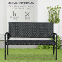 Wyld Haus Vasu Rattan 2-Seater Outdoor Bench Black With Armrests And Reinforced Backrest - 122Cm - thumbnail 4
