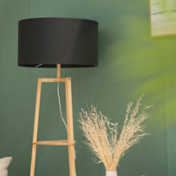 Valuelights Hiru Natural 3 Tier Shelf Floor Lamp With Black Drum Shade - thumbnail 7