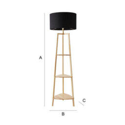 Valuelights Hiru Natural 3 Tier Shelf Floor Lamp With Black Drum Shade - thumbnail 9