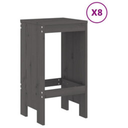Berkfield 9 Piece Garden Bar Set Grey Solid Wood Pine - thumbnail 3