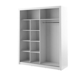 Arte Lux Viii - Spacious Two Mirrored Sliding Door Wardrobe (H2150mm W2030mm D610mm) With Shelves - White Matt - thumbnail 3