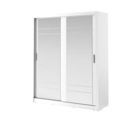 Arte Lux Viii - Spacious Two Mirrored Sliding Door Wardrobe (H2150mm W2030mm D610mm) With Shelves - White Matt - thumbnail 2