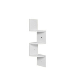 Living And Home 3 Tier White Zigzag Radial Floating Wooden Corner Wall Shelf Display Storage Wall Unit - thumbnail 4